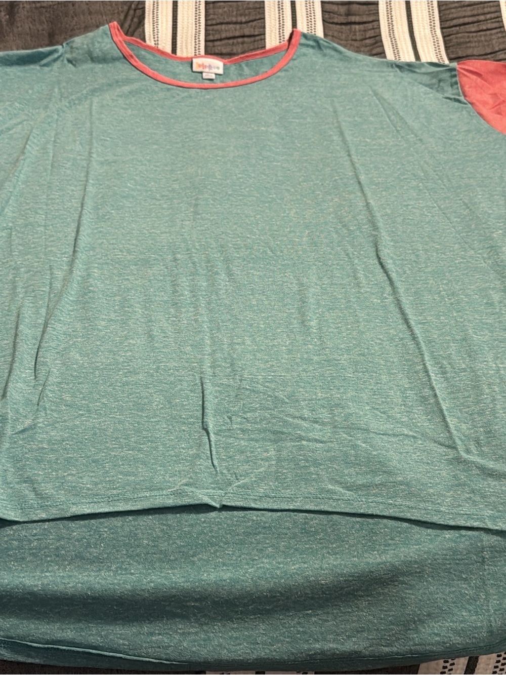 LuLaRoe Teal Tunic with Coral Trim